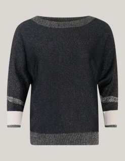 Shoeby Colorblock Glitter Batwing Trui Zwart<DAMES Truien En Sweaters