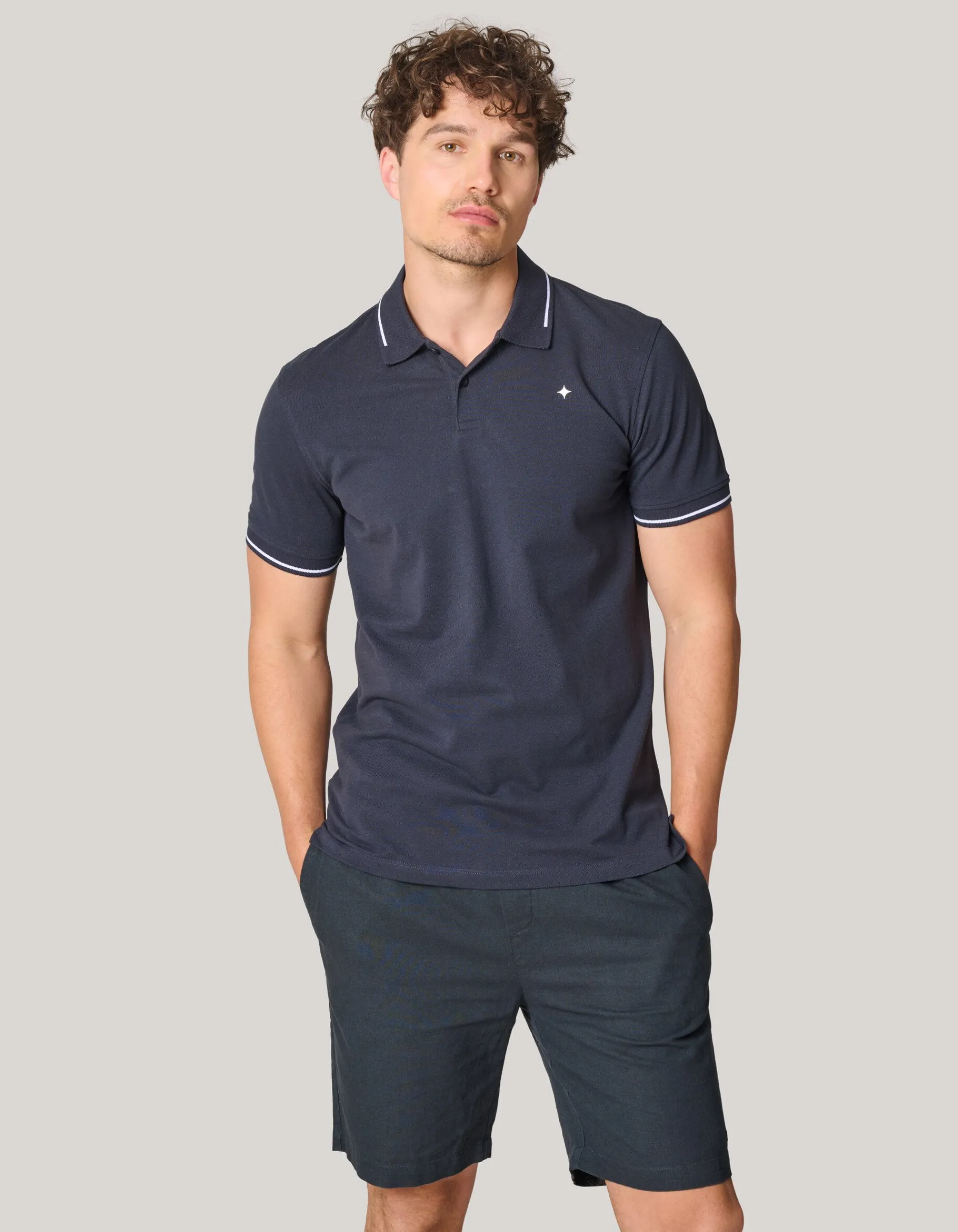 Shoeby Contrast Pique Polo Donkergrijs<Heren T-Shirts En Polo's