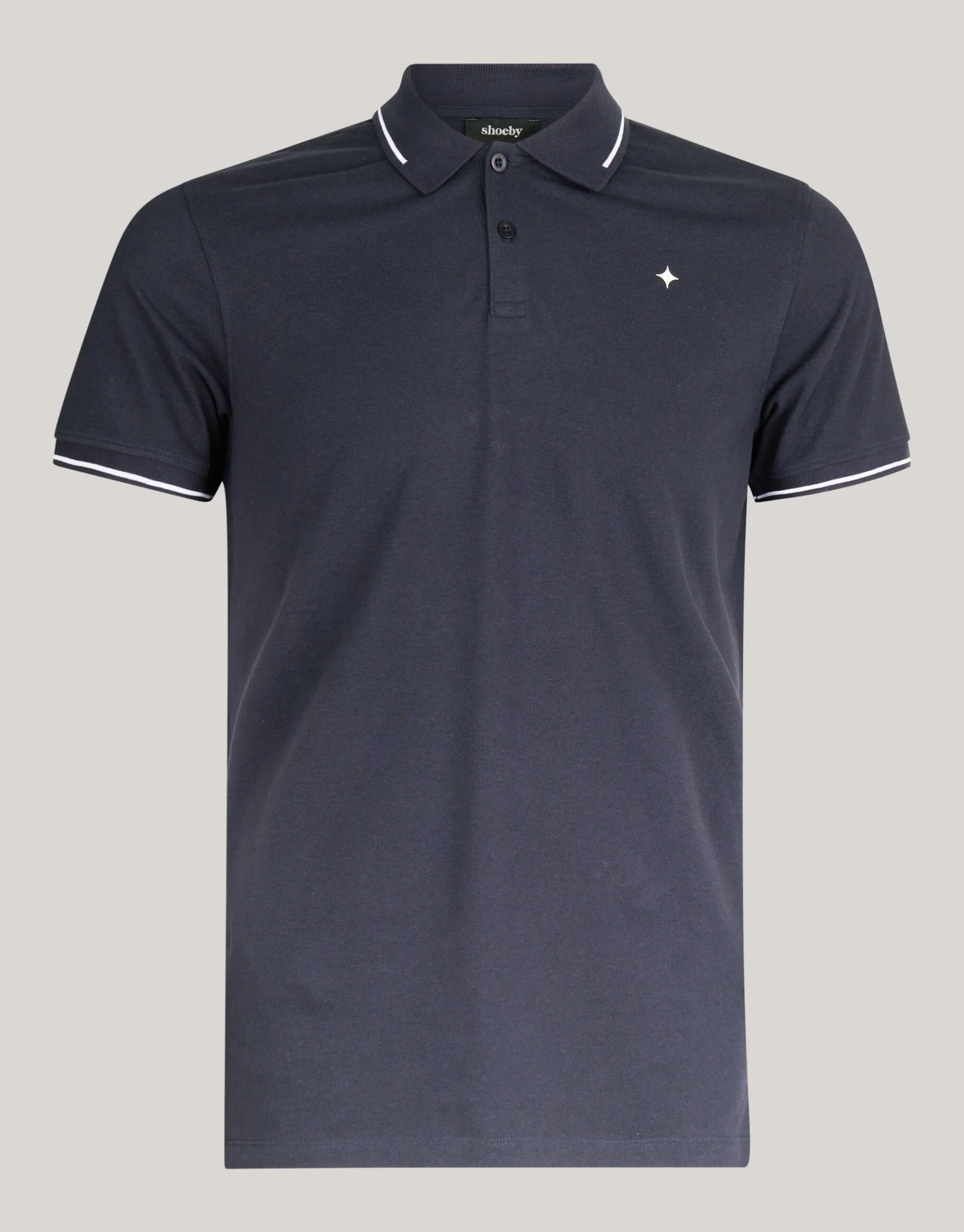 Shoeby Contrast Pique Polo Donkergrijs<Heren T-Shirts En Polo's