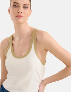 Shoeby Contrast Tanktop Gebroken Wit By Mieke<DAMES Tops