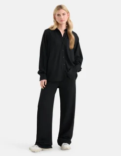 Shoeby Crinkle Blouse Zwart<DAMES Blouses