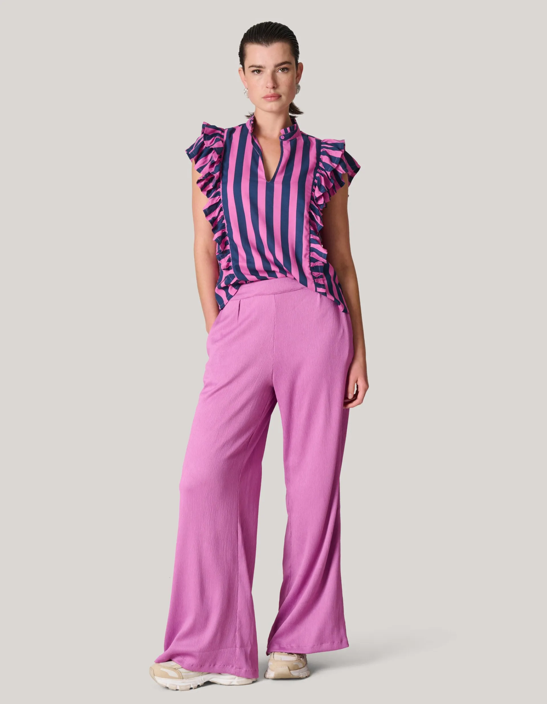 Shoeby Crinkle Broek Roze<DAMES Broeken