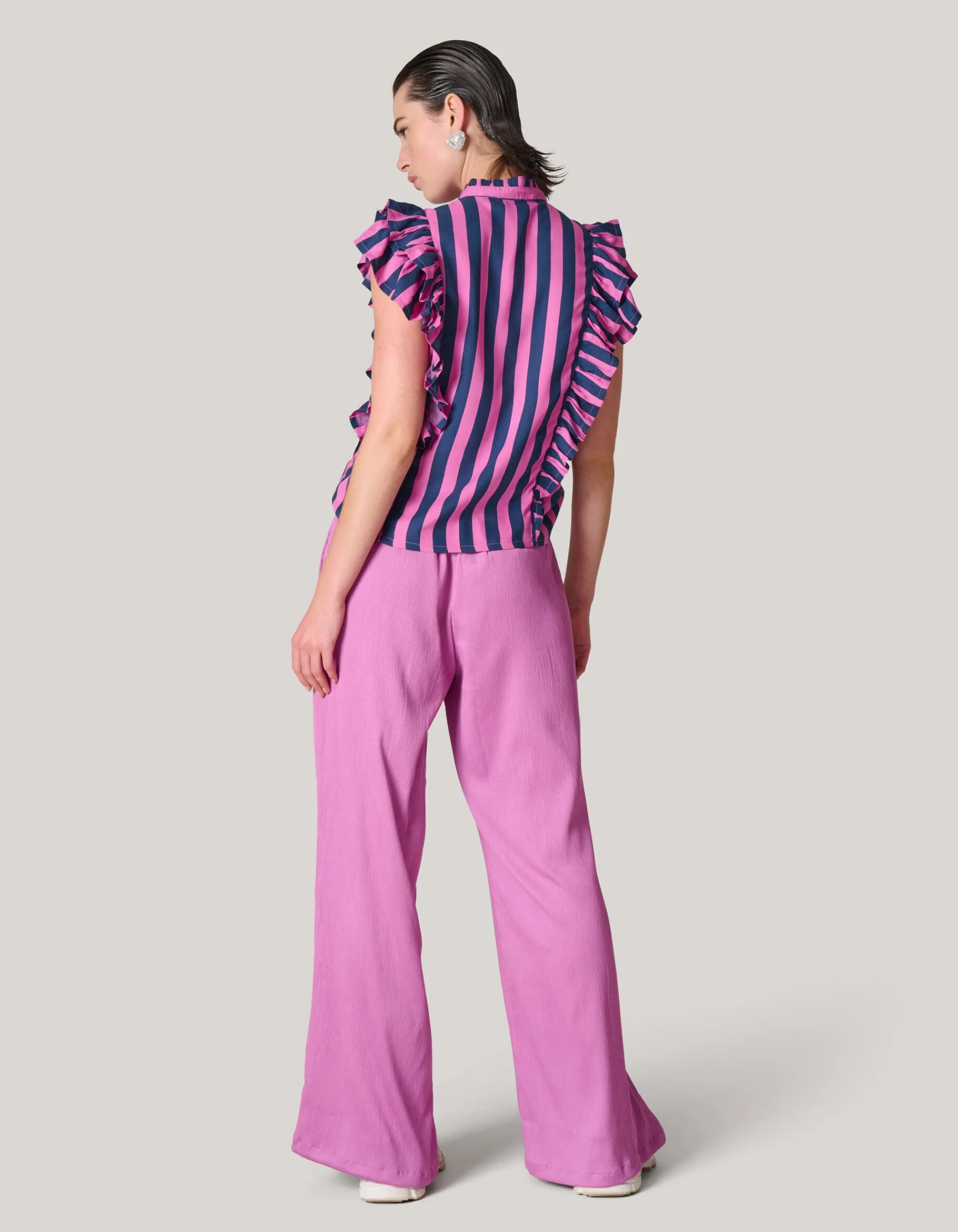 Shoeby Crinkle Broek Roze<DAMES Broeken