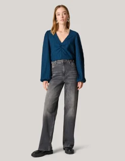 Shoeby Crinkle Longsleeve Donkerblauw<DAMES T-Shirts|Tops
