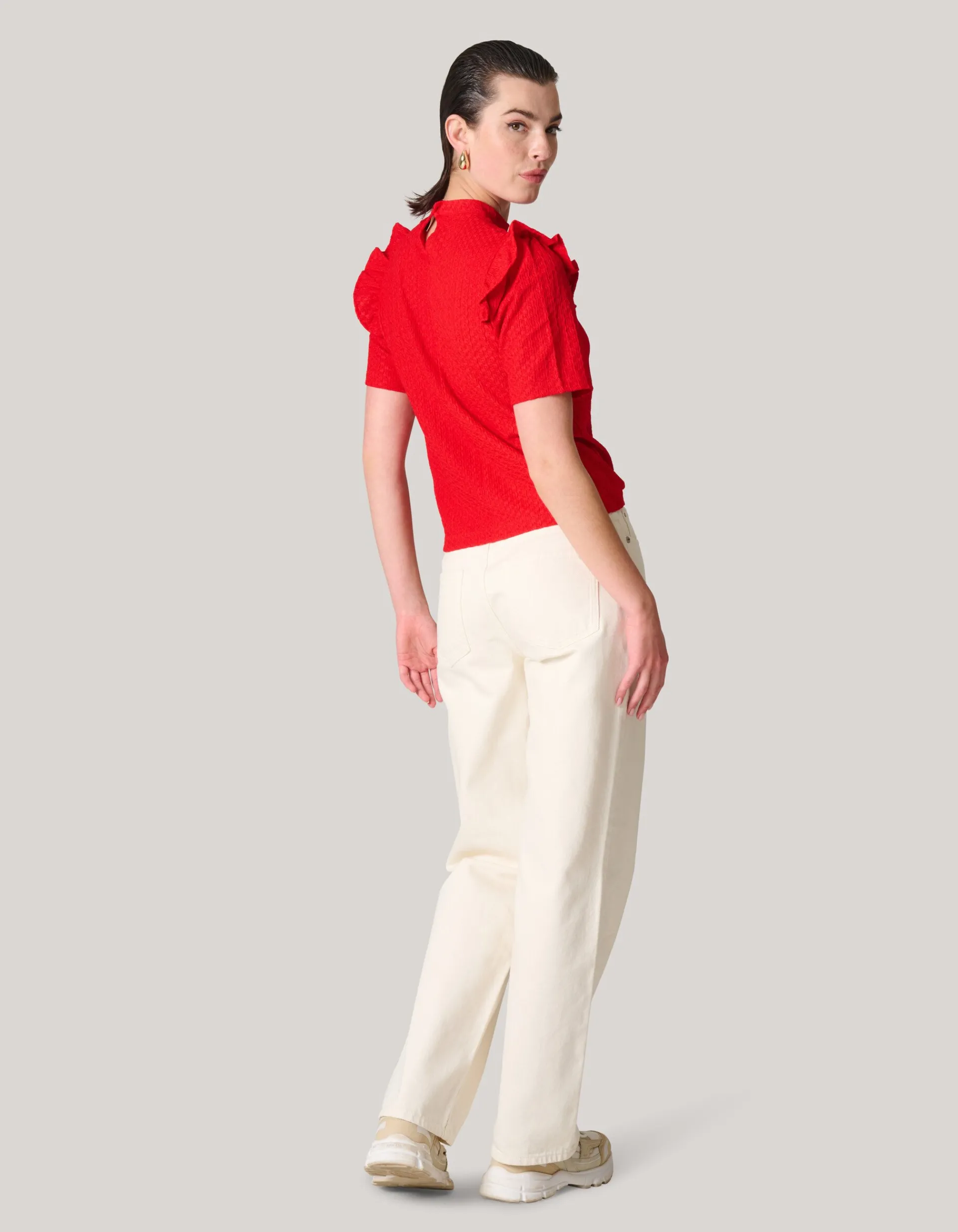 Shoeby Crinkle Ruffle Top Rood<DAMES Tops
