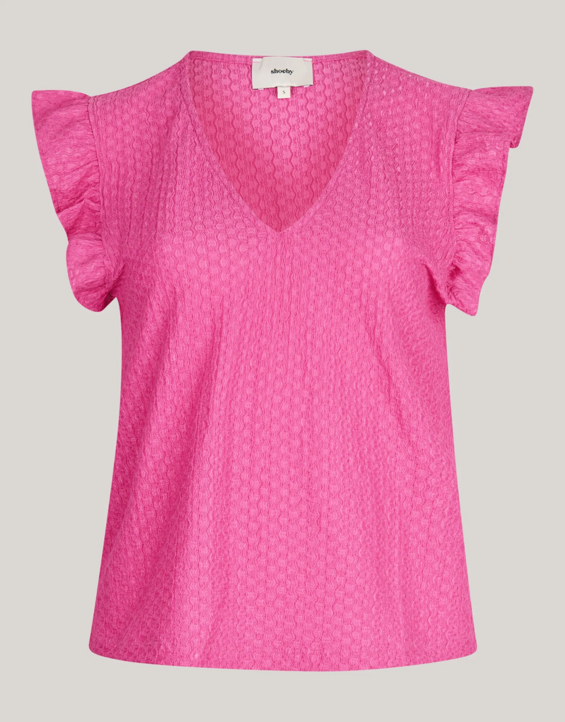 Shoeby Crinkle Ruffle Top Roze<DAMES Tops