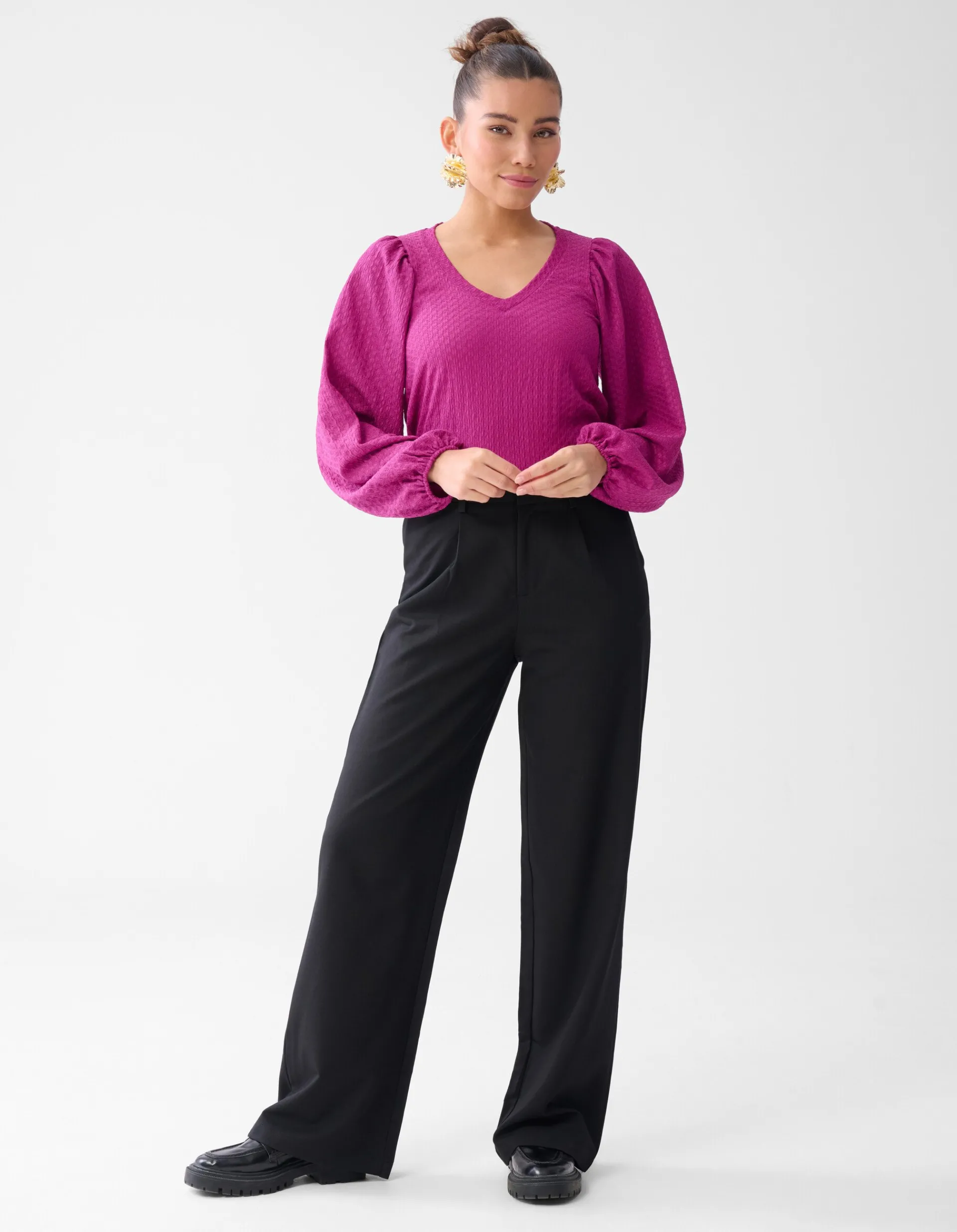 Shoeby Crinkle Top Paars<DAMES Tops