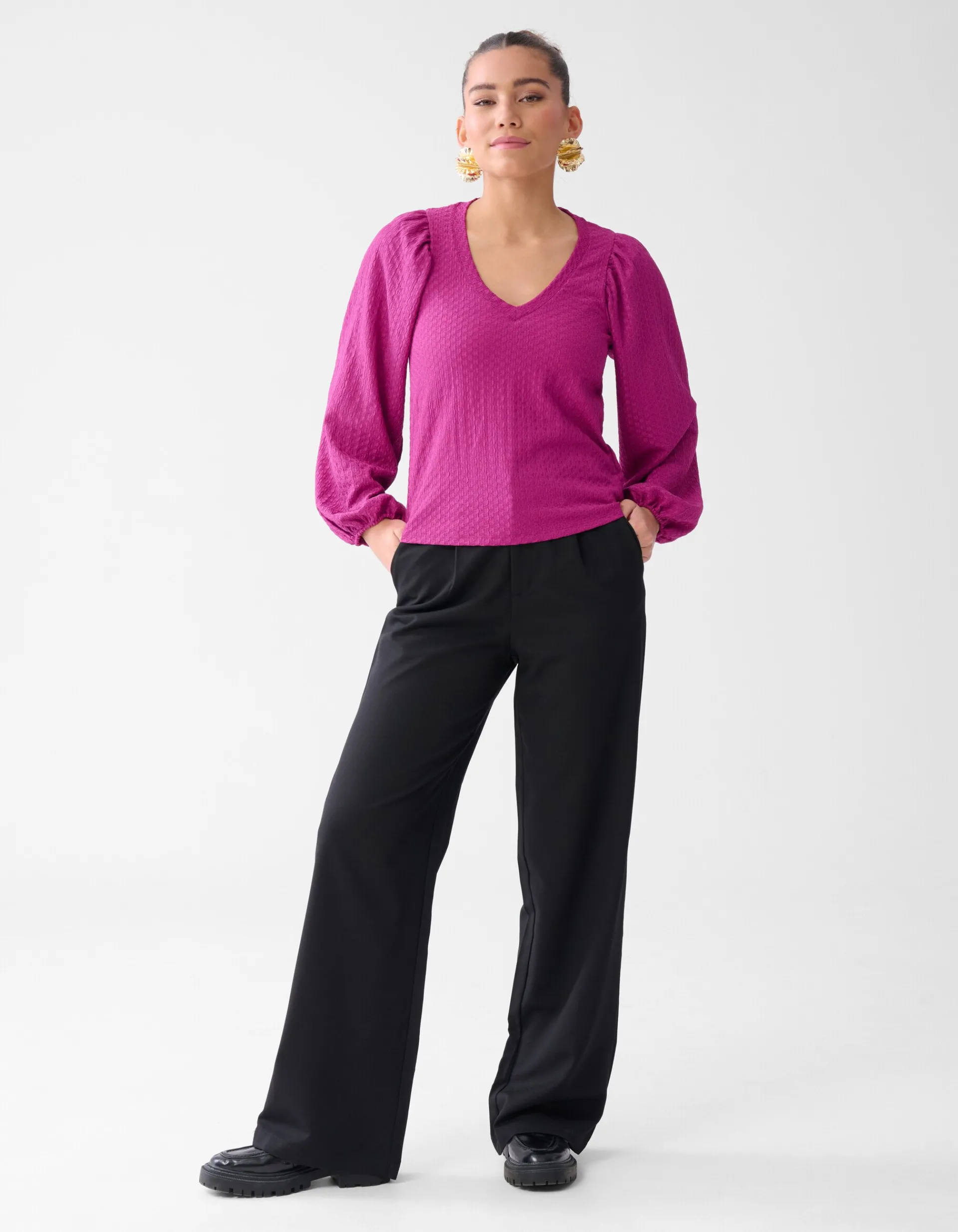 Shoeby Crinkle Top Paars<DAMES Tops