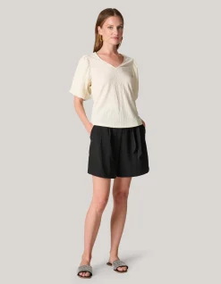 Shoeby Crinkle T-shirt Gebroken Wit<DAMES T-Shirts
