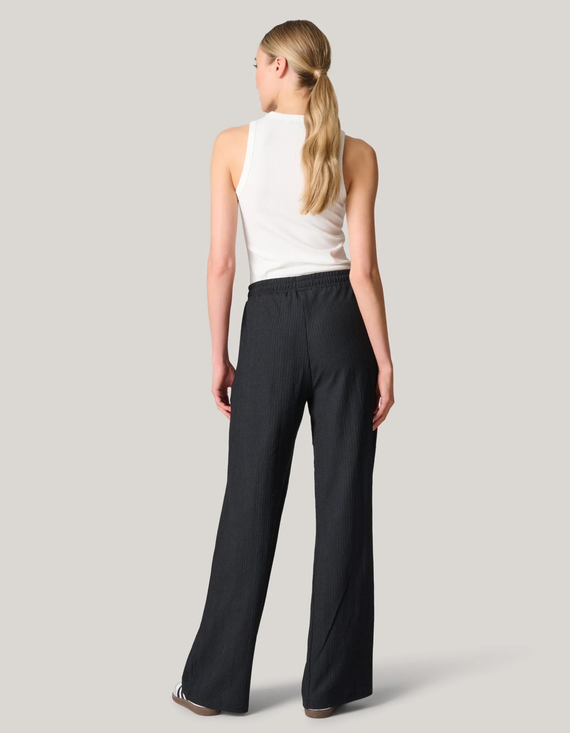 Shoeby Crinkle Wide Leg Broek Zwart<DAMES Broeken