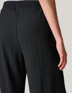 Shoeby Crinkle Wide Leg Broek Zwart<DAMES Broeken