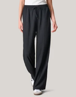 Shoeby Crinkle Wide Leg Broek Zwart<DAMES Broeken