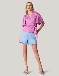 Shoeby Crinkle Wrap Top Roze<DAMES Tops