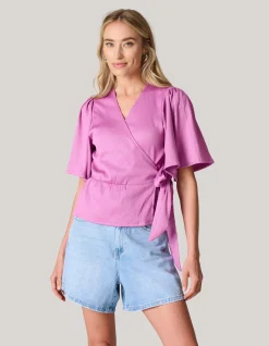 Shoeby Crinkle Wrap Top Roze<DAMES Tops