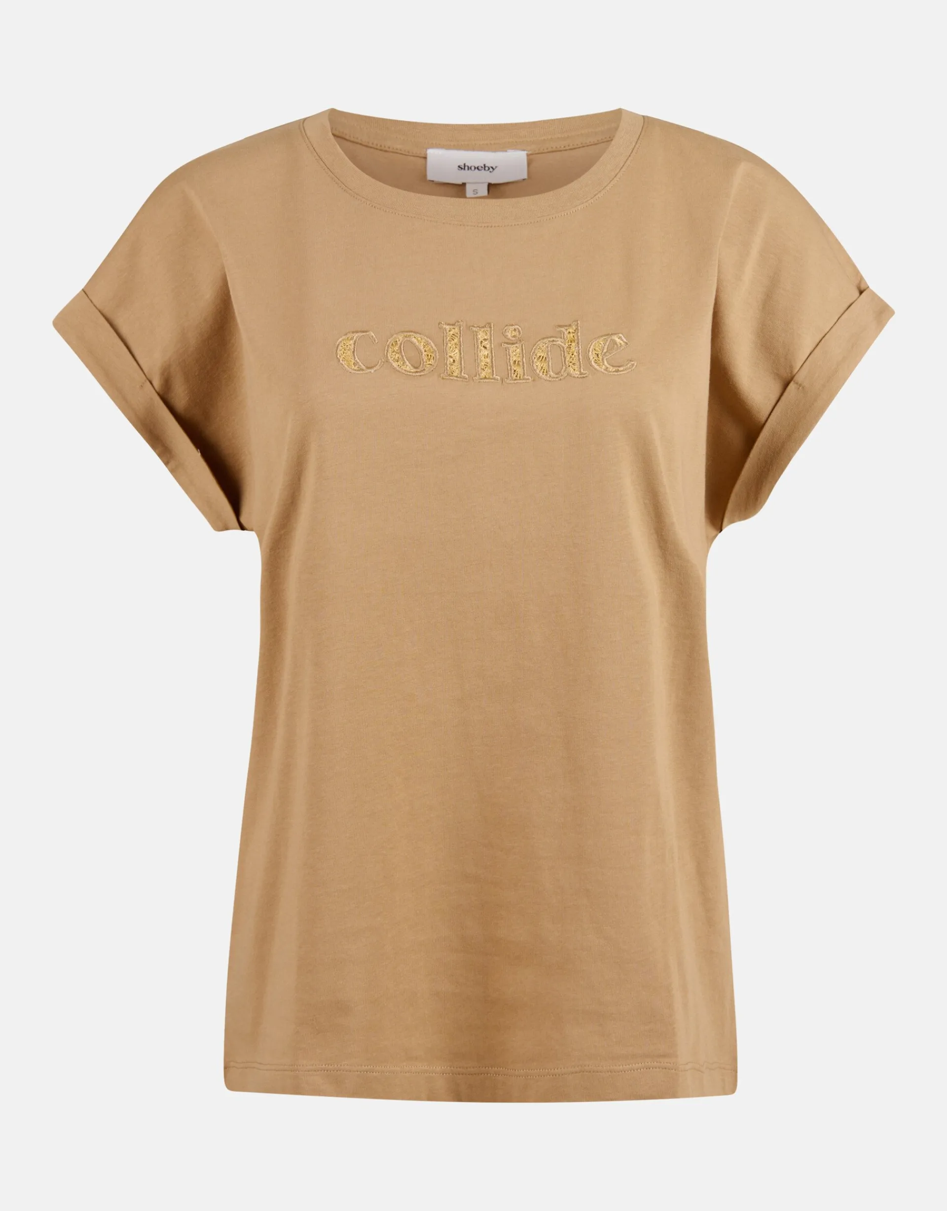 Shoeby Crochet Tekst T-shirt Lichtbruin<DAMES T-Shirts