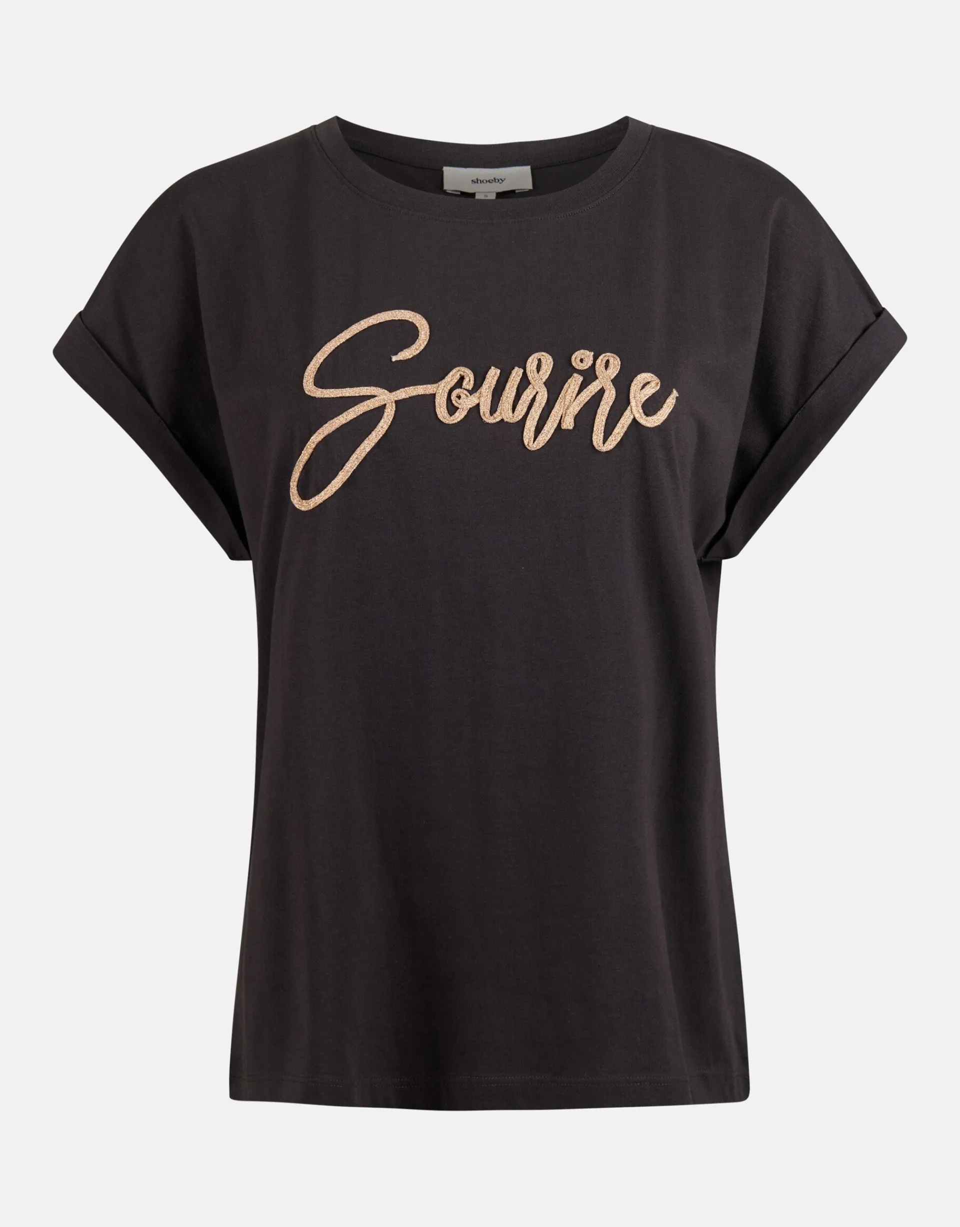 Shoeby Crochet Tekst T-shirt Zwart<DAMES T-Shirts