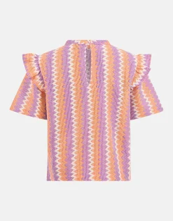 Shoeby Crochet Top Paars< Tops Korte Mouw