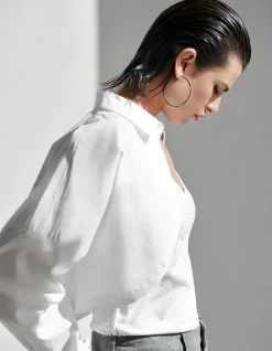 Shoeby Cropped Poplin Blouse Wit<DAMES Blouses