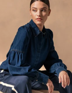 Shoeby Denim Blouse Donkerblauw By Mieke<DAMES Blouses