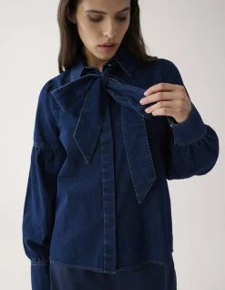 Shoeby Denim Blouse Donkerblauw By Mieke<DAMES Blouses