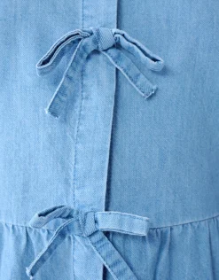 Shoeby Denim Bow Blouse Blauw< Blouses
