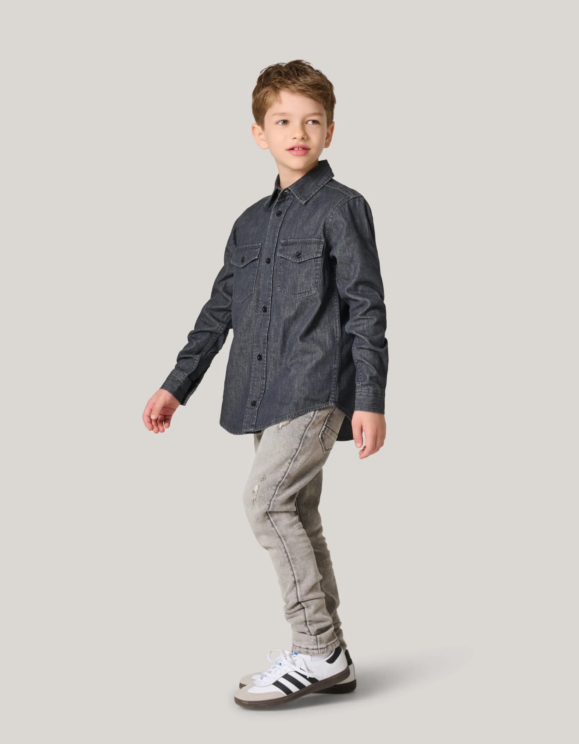 Shoeby Denim Overhemd Donkergrijs< Overhemden