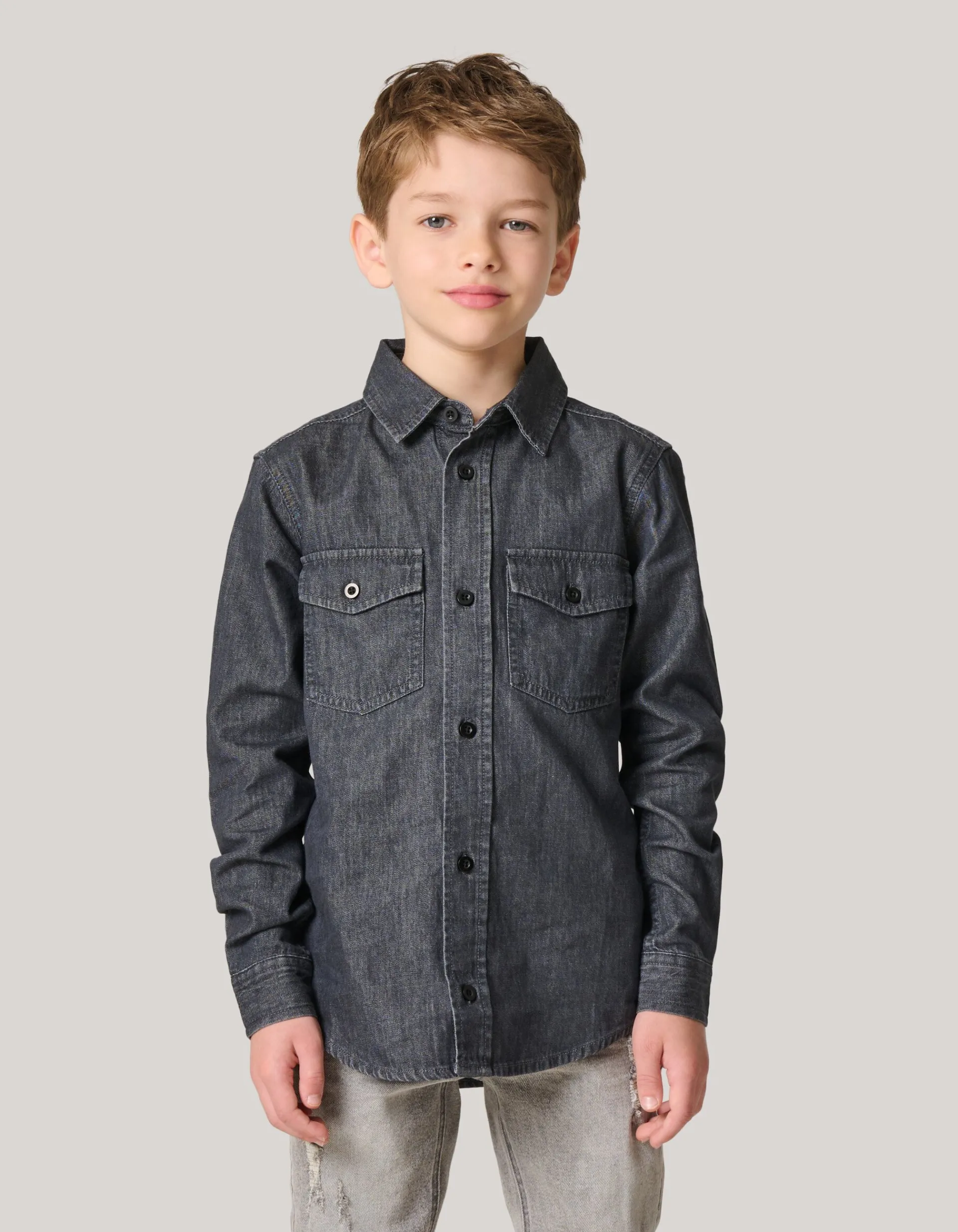 Shoeby Denim Overhemd Donkergrijs< Overhemden