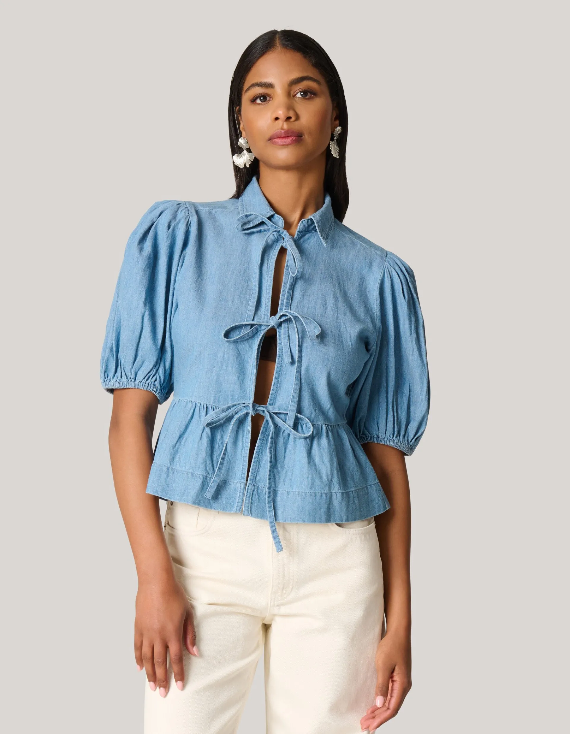 Shoeby Denim Strik Top Blauw<DAMES Tops