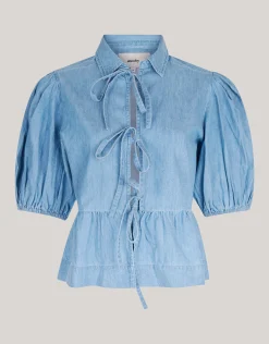 Shoeby Denim Strik Top Blauw<DAMES Tops