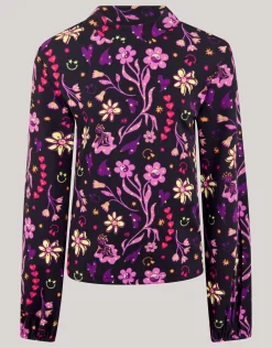 Shoeby Doodle Print Top Zwart< Tops Lange Mouw