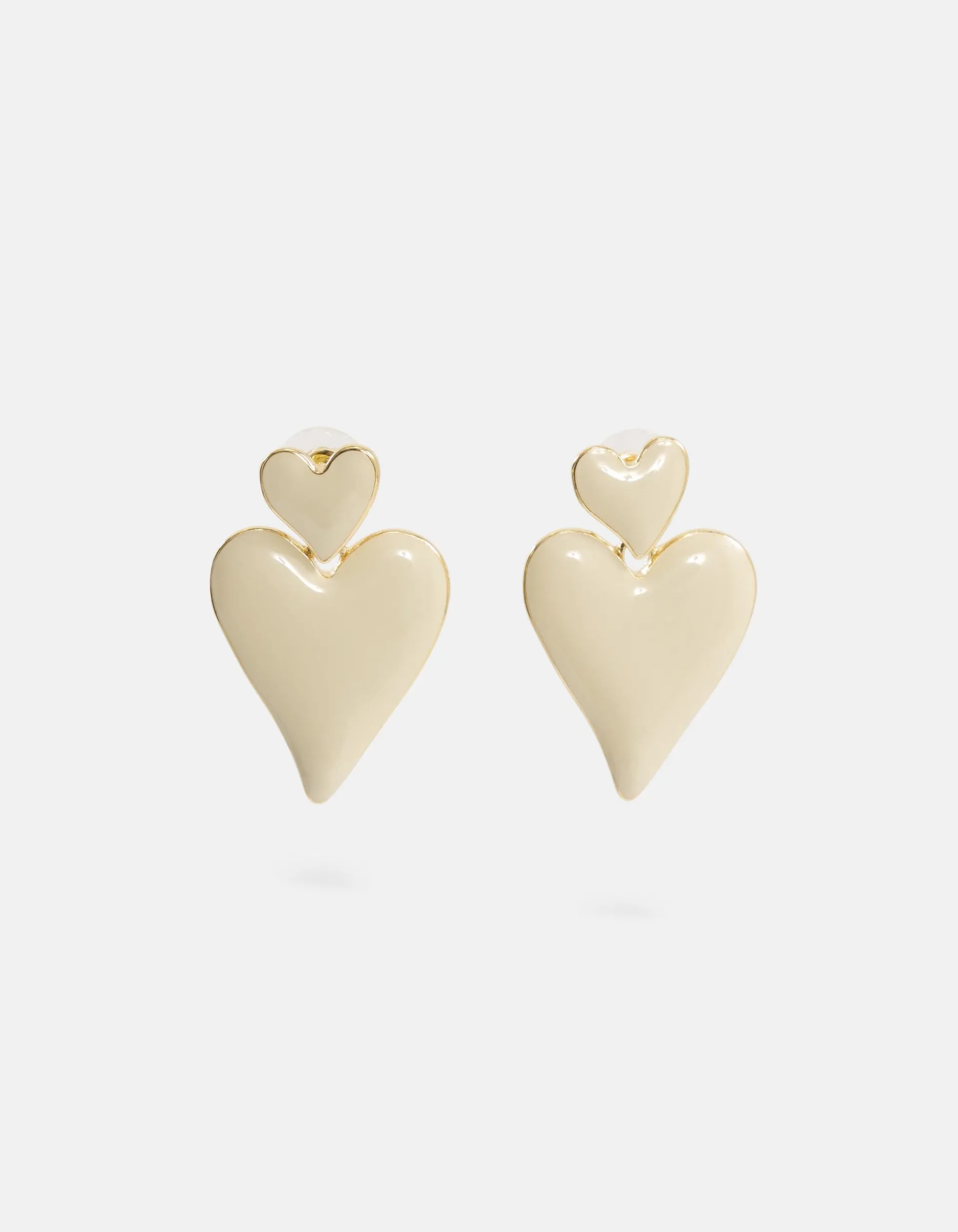 Shoeby Double Heart Oorbellen Gebroken Wit<DAMES Sieraden