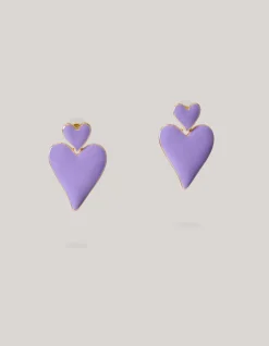 Shoeby Double Heart Oorbellen Paars<DAMES Sieraden