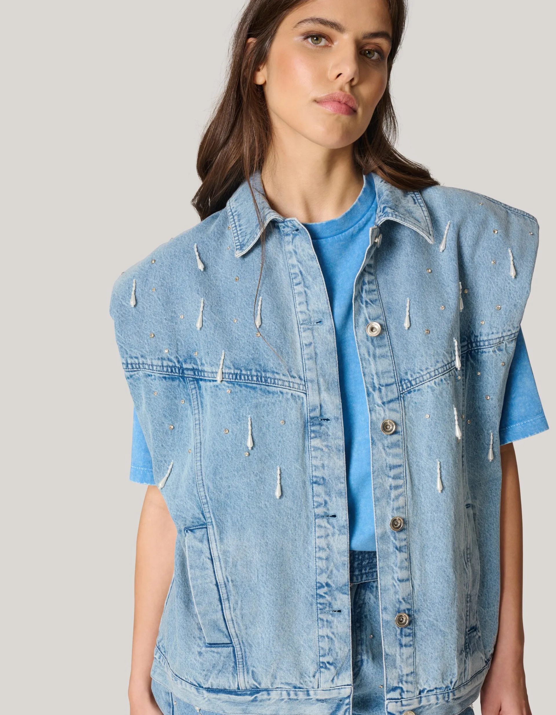 Shoeby Embellished Denim Gilet By Lizzy<DAMES Gilets