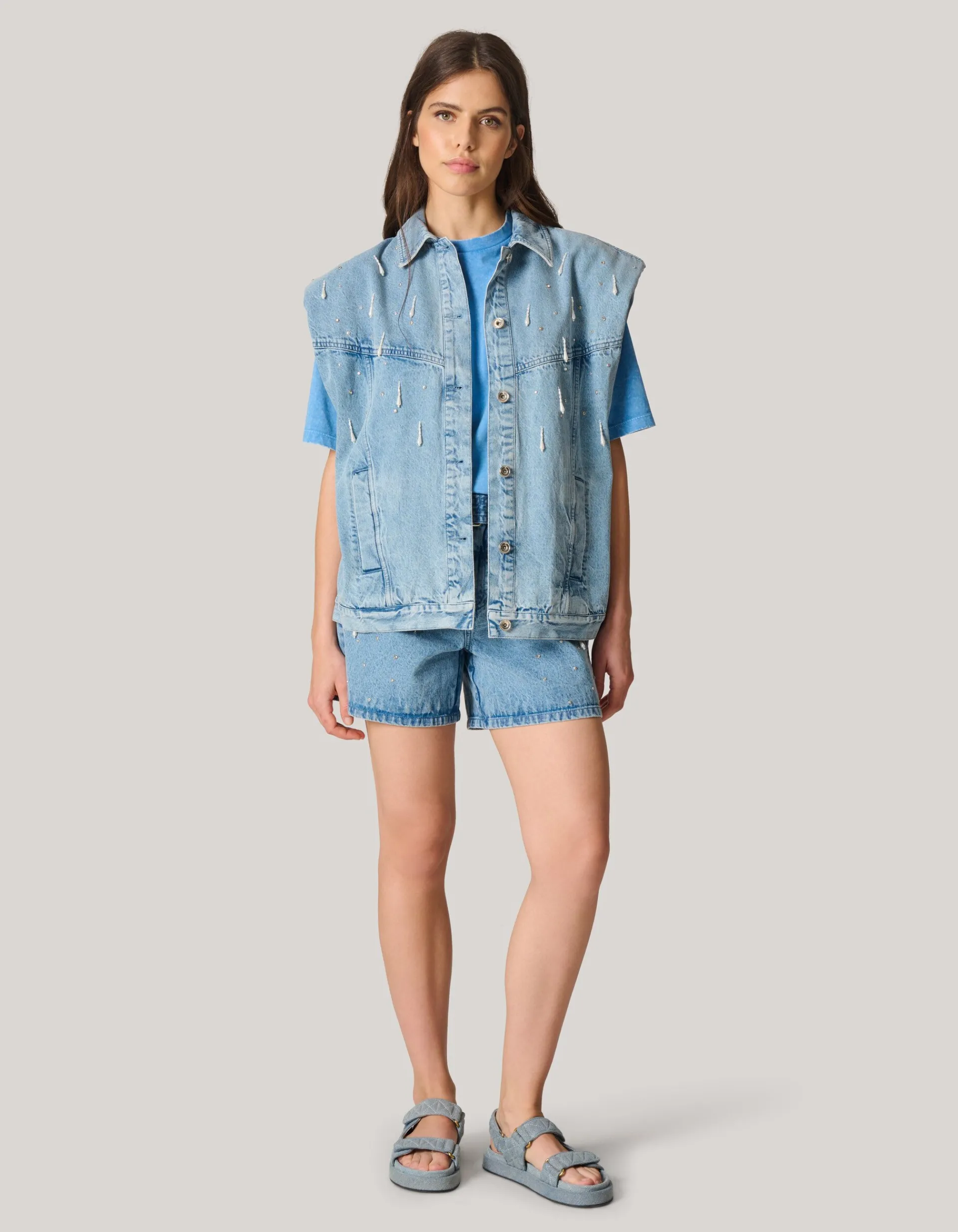Shoeby Embellished Denim Gilet By Lizzy<DAMES Gilets