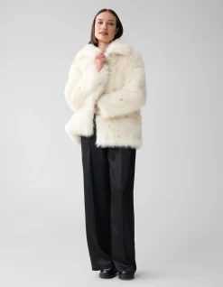 Shoeby Embellished Fake Fur Jas Gebroken Wit<DAMES Jassen