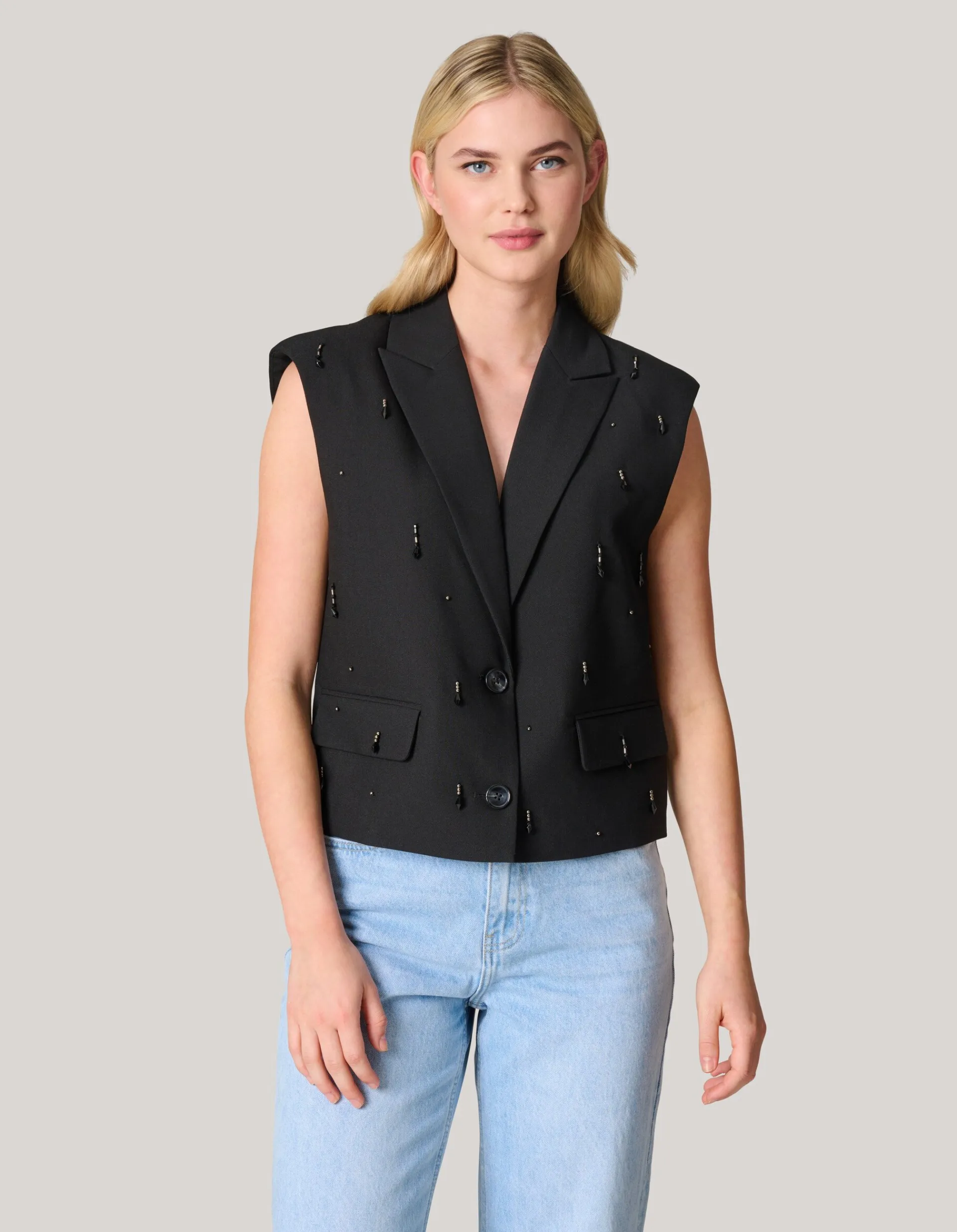 Shoeby Embellished Gilet Zwart<DAMES Gilets
