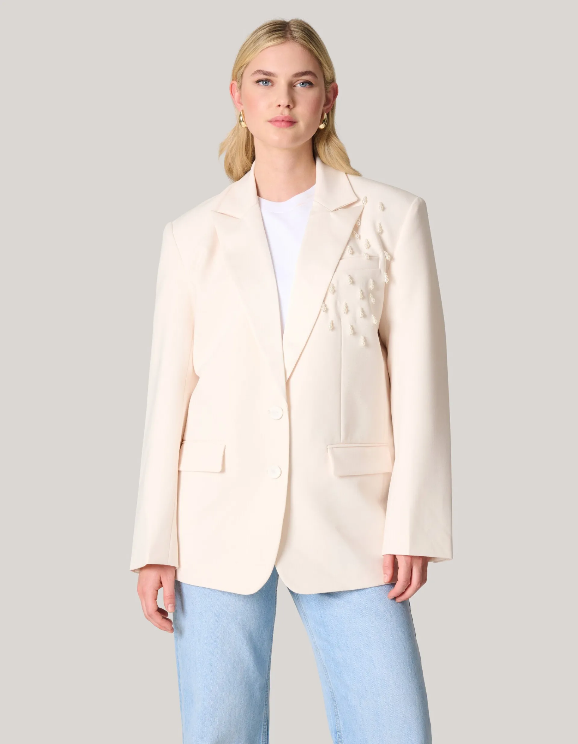 Shoeby Embellished Oversized Blazer Gebroken Wit<DAMES Blazers