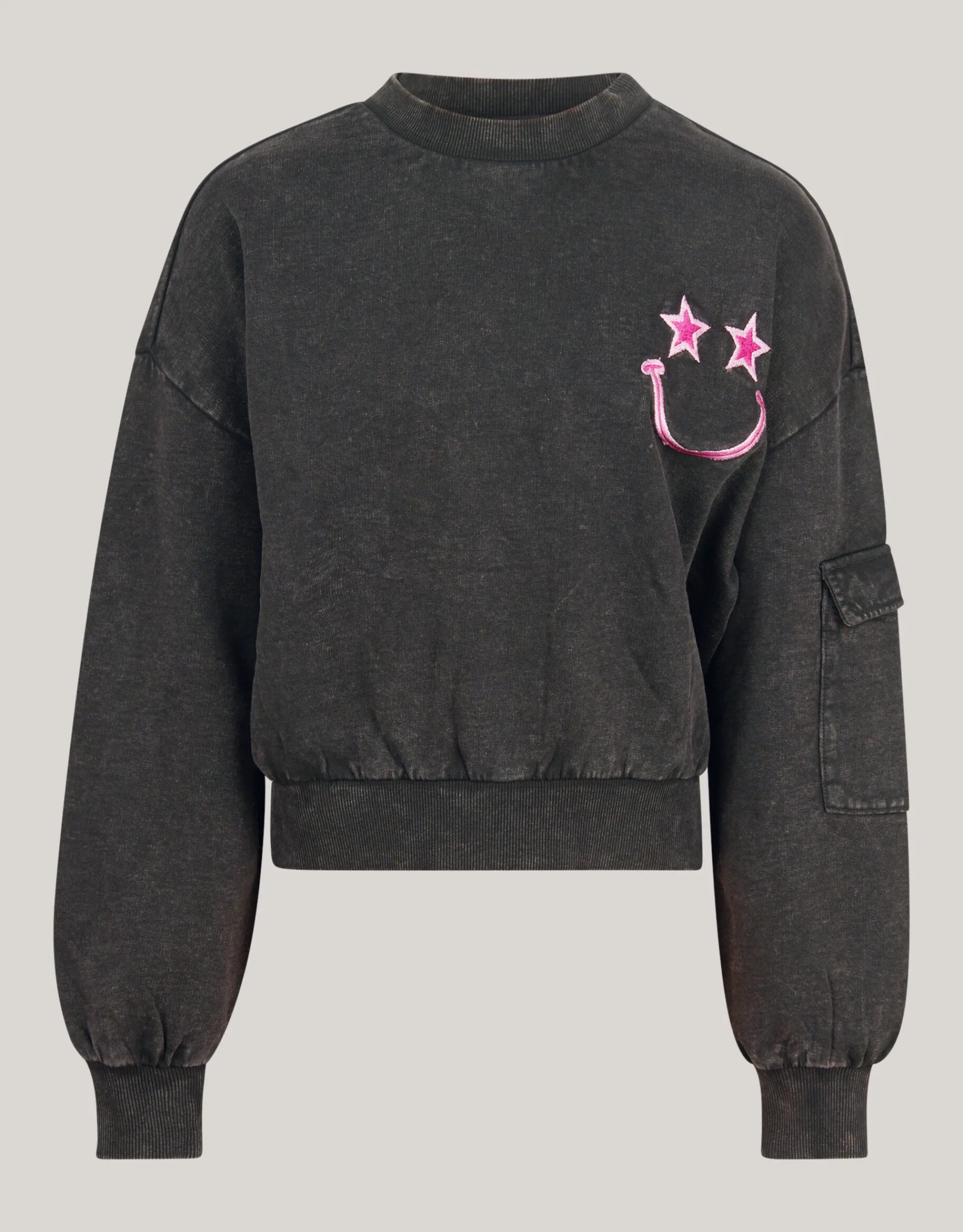 Shoeby Embroidered Sweater Donkergrijs< Sweaters En Hoodies