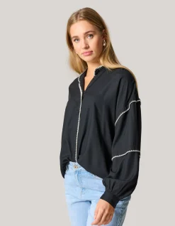 Shoeby Embroidery Blouse Zwart<DAMES Blouses
