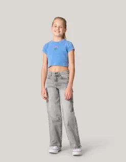 Shoeby Embroidery Crop Top Blauw< T-Shirts