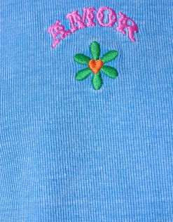 Shoeby Embroidery Crop Top Blauw< T-Shirts