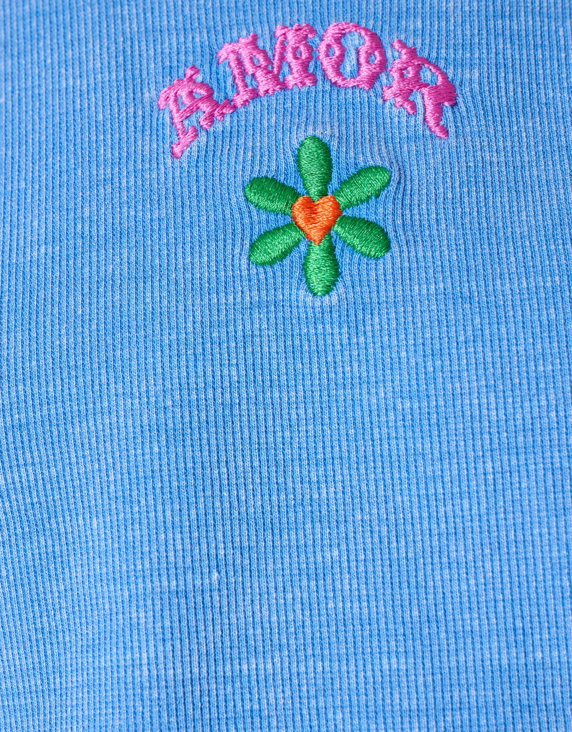 Shoeby Embroidery Crop Top Blauw< T-Shirts