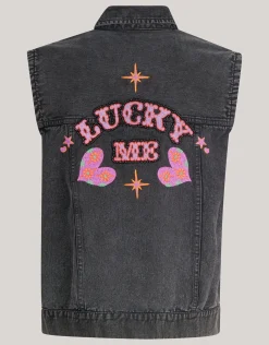 Shoeby Embroidery Gilet Donkergrijs< Gilets