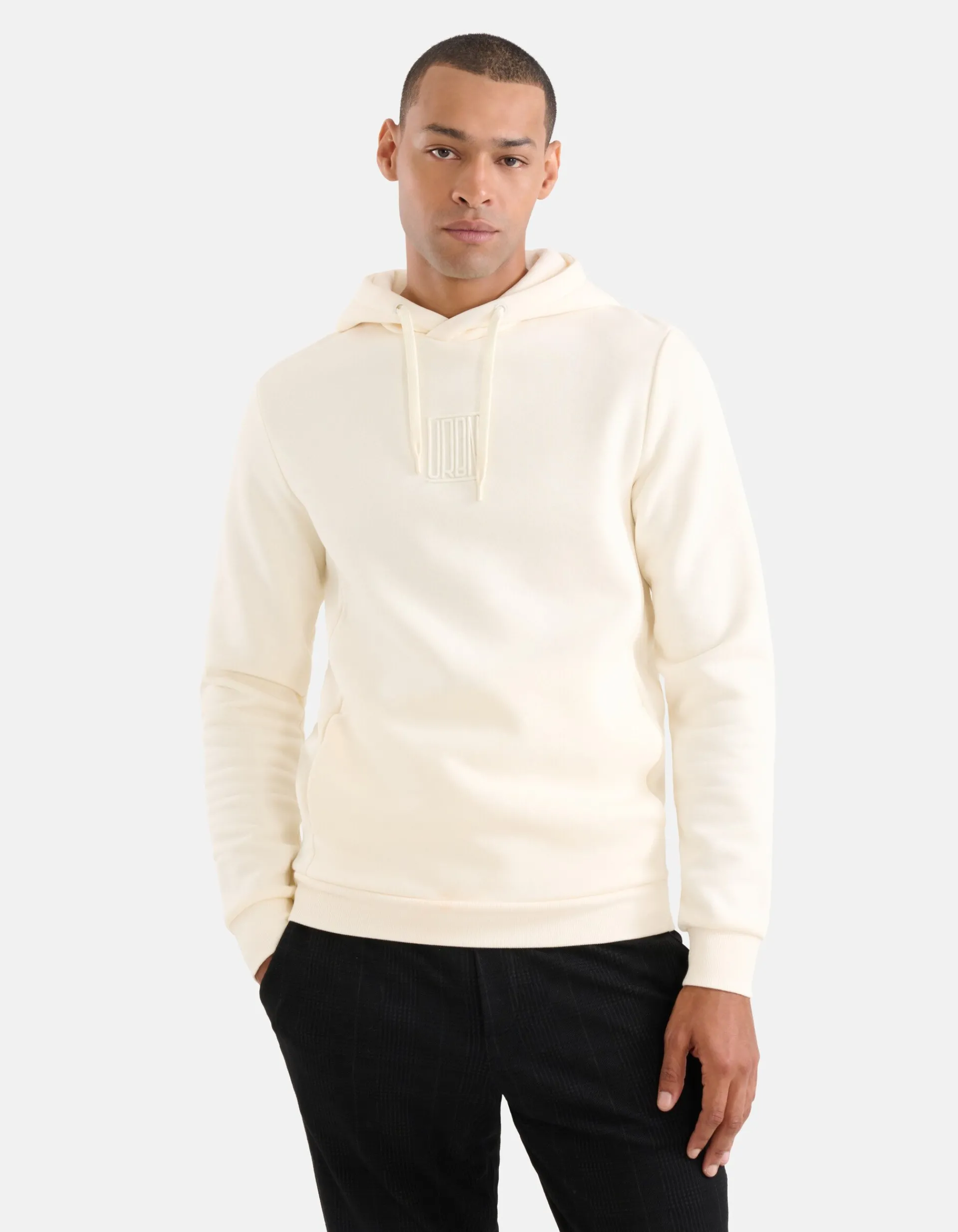 Shoeby Embroidery Hoodie Gebroken Wit<Heren Truien En Sweaters