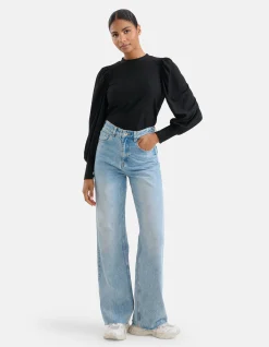 Shoeby Embroidery Jersey Top Zwart<DAMES Tops