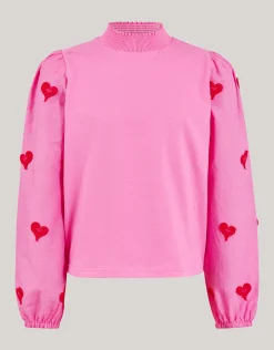 Shoeby Embroidery Longsleeve Roze< Tops Lange Mouw