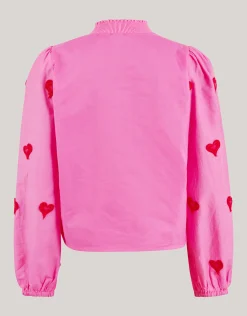 Shoeby Embroidery Longsleeve Roze< Tops Lange Mouw