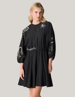 Shoeby Embroidery Mini Jurk Zwart<DAMES Jurken