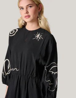 Shoeby Embroidery Mini Jurk Zwart<DAMES Jurken