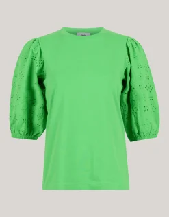 Shoeby Embroidery Pofmouw T-shirt Groen<DAMES T-Shirts